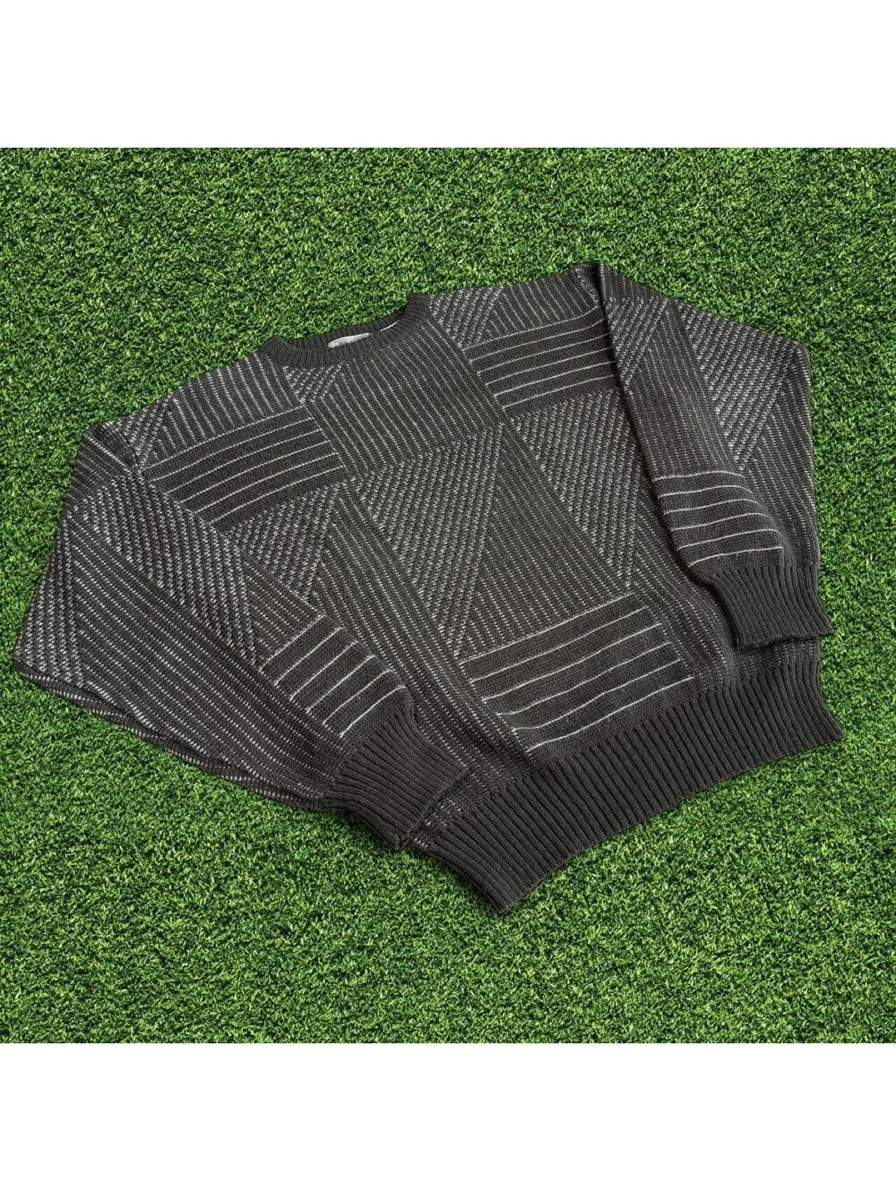 Bugatchi Green/Brown Knit Sweater Luxury Menswear Size M